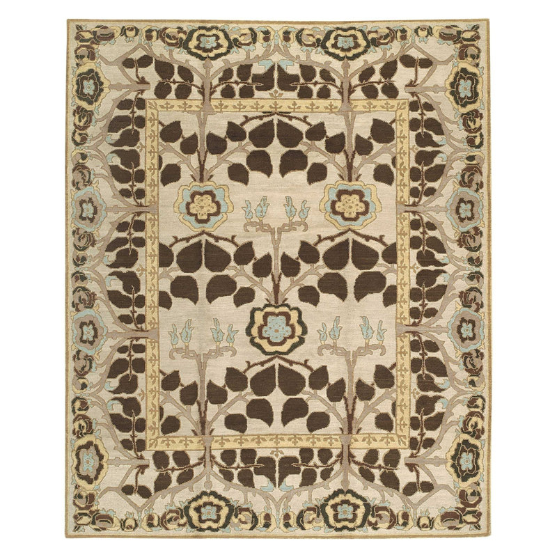 Inverness Wool Oriental Area Rug in Beige/Brown, Rectangle 6' x 9'