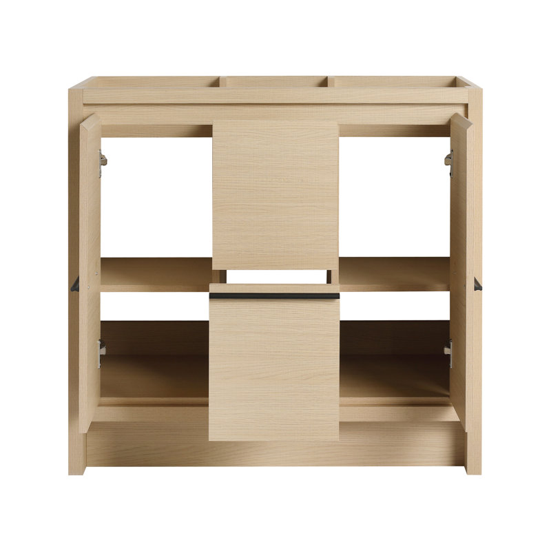 Bases de meuble-lavabo double 36 po avec tablettes et tiroirs