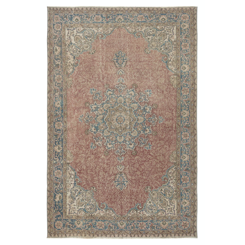 Tapis rétro en laine fait à la main. Tapis turc unique en son genre