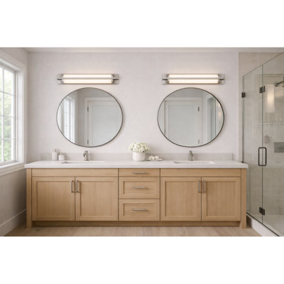 24-inches Brushed Nickel Integrated Led Modern Contemporary Bathroom Vanity Bar, Energy-smart Bright Efficient Maintenance- Led, 230 Lumens 12w, 3 Color Temperature Selectable 3000k 4000k 5000k,