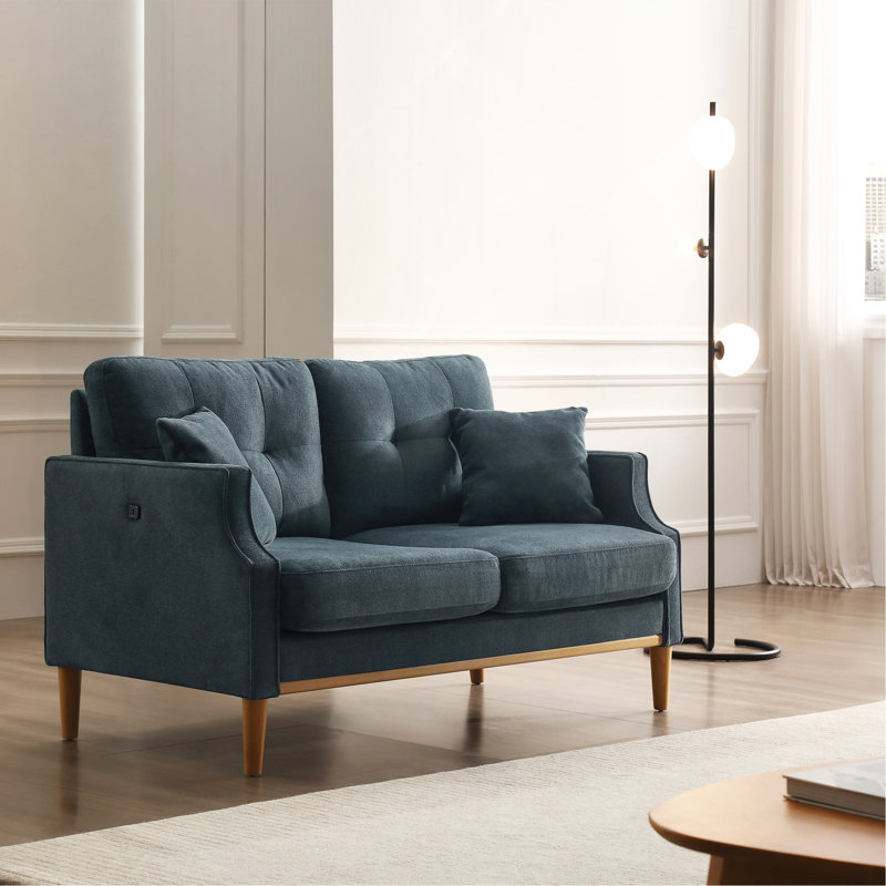 Anwita Recessed Arm Standard Loveseat, Dark Blue 100% Polyester Duplicate 2, 35.03" H x 70.1" W x 31.9"D