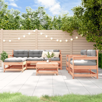 Wood Wicker 6 - Person Garden Lounge Set
