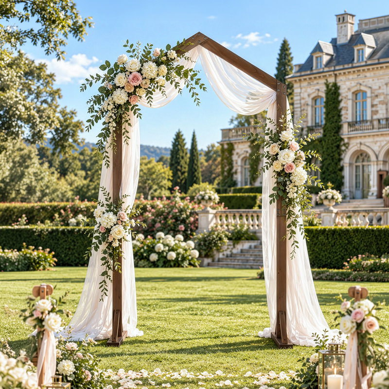 Arche de mariage Winado en bois massif de 2,13 m (7 pi) à pointe, idéale pour les cérémonies et les fêtes.