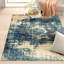 Tapis performance bleu à motif abstrait rétro tissé à la machine Kazu-23859623