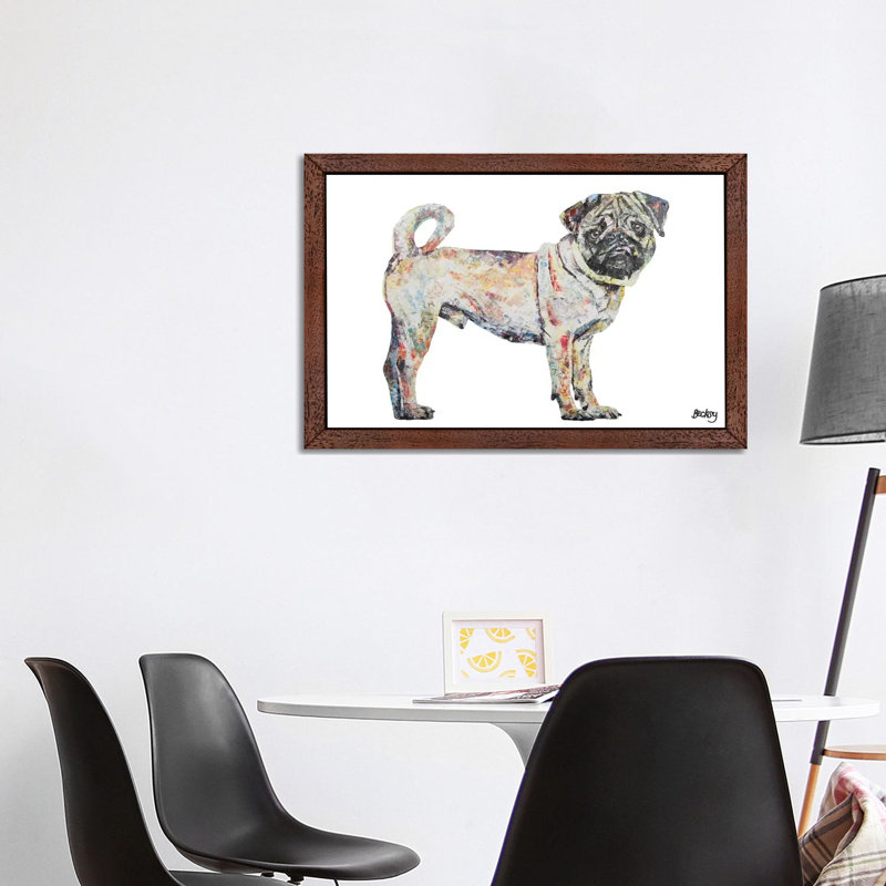 Pug 1 Piece Floater Frame Painting on Canvas, 66.04 cm H x 45.72 cm W, Brown Framed