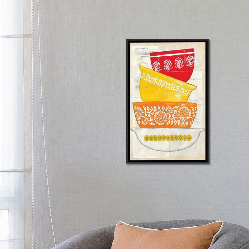 «Retro Ware I», impression sur toile, H 26 po x l 18 po x P 1,5 po, Toile avec cadre noir, Pas de tapis