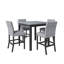 Ensemble de salle à manger carré de hauteur comptoir en noir classique avec chaises rembourrées grises pour un repas décontracté