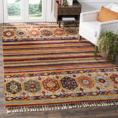 Nomad Hand Knotted Wool/Viscose/Cotton Southwestern Rug in Yellow