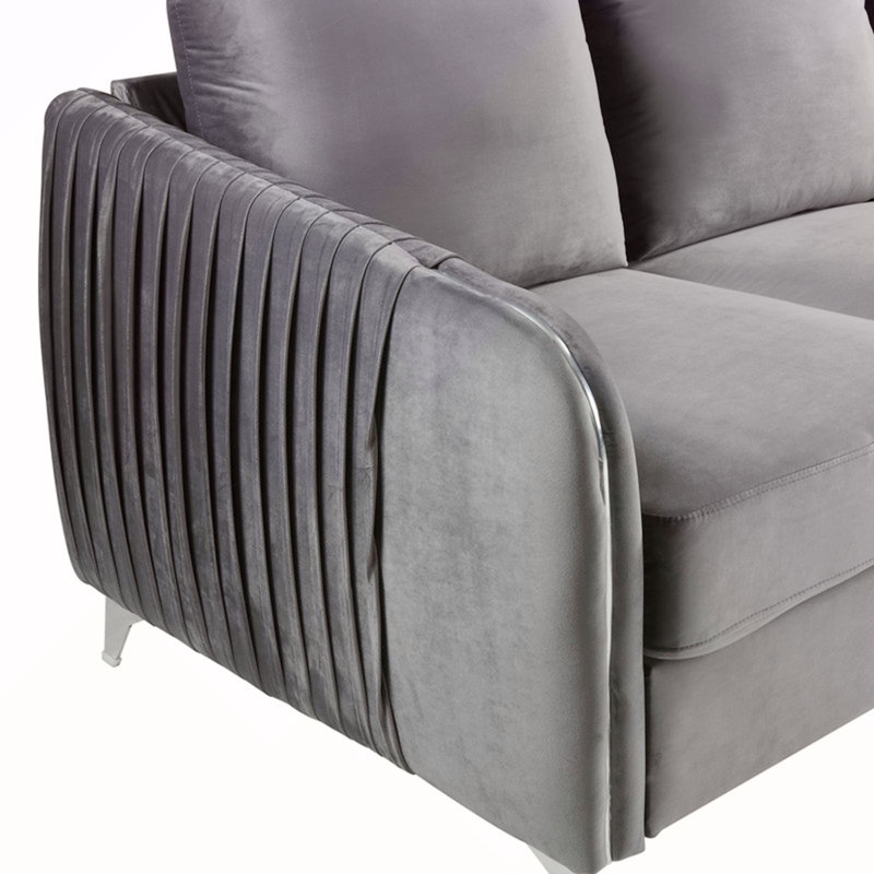 Fauteuil d'appoint moderne chic en velours gris Hadriano