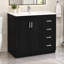Meuble-lavabo noir de 91 cm avec lavabo en céramique et meuble de rangement autoportant