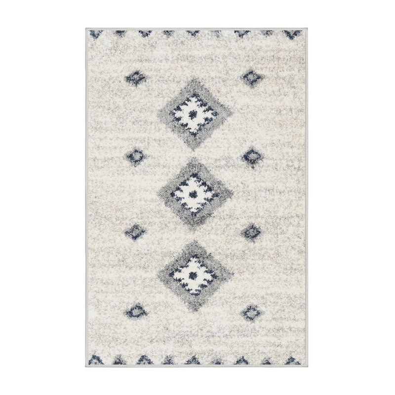 Tapis contemporain beige / gris, Rectangle 7 pi x 9 pi