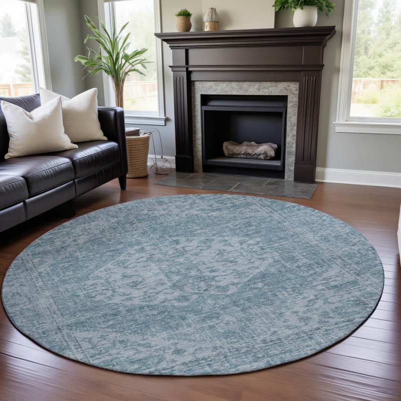 Premium Machine Washable Wayne AMF1104 Global Rug, Round 8'