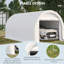 Auvent 10 po x 16 po pour abri d'auto pour voitures et outils avec fermeture à glissière, construction en acier stable, garage de jardin blanc avec entrées multiples, cadre galvanisé,