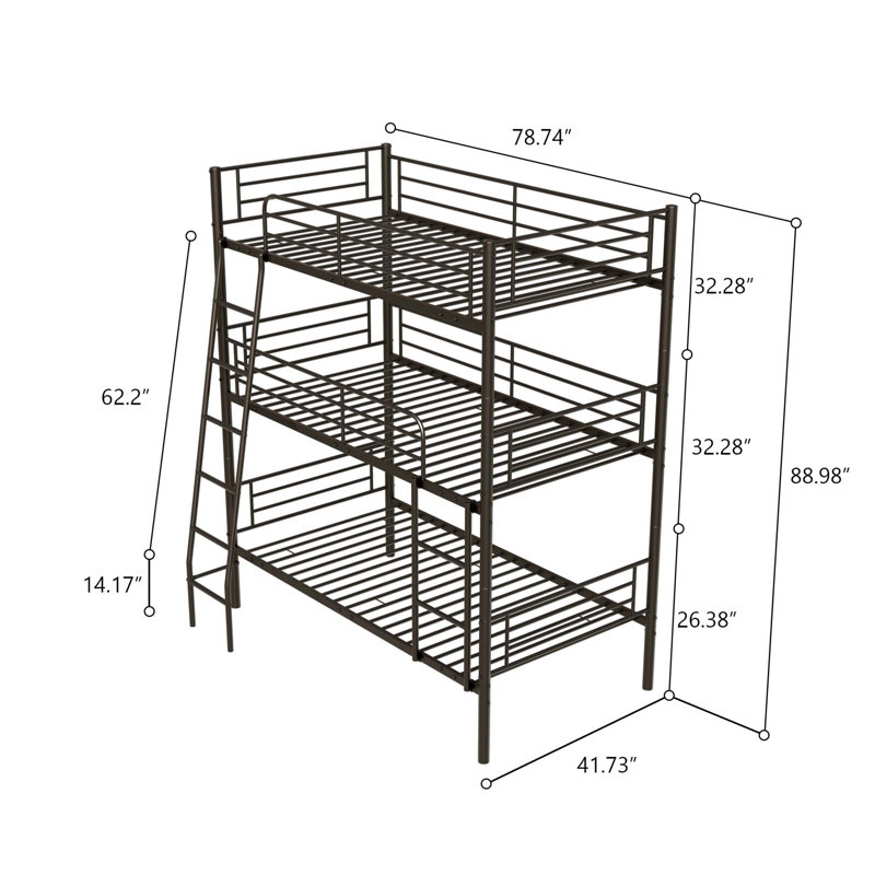 Le lit superposé triple en métal pour chambre à coucher peut être démonté en trois lits