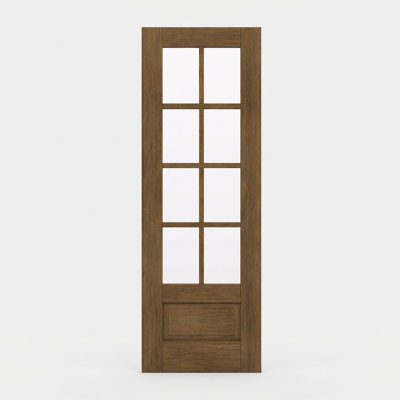 96" Slab Mahogany Exterior Door, SDL 8 Lite, 3/4 Lite, 1 Panel, Unfinished