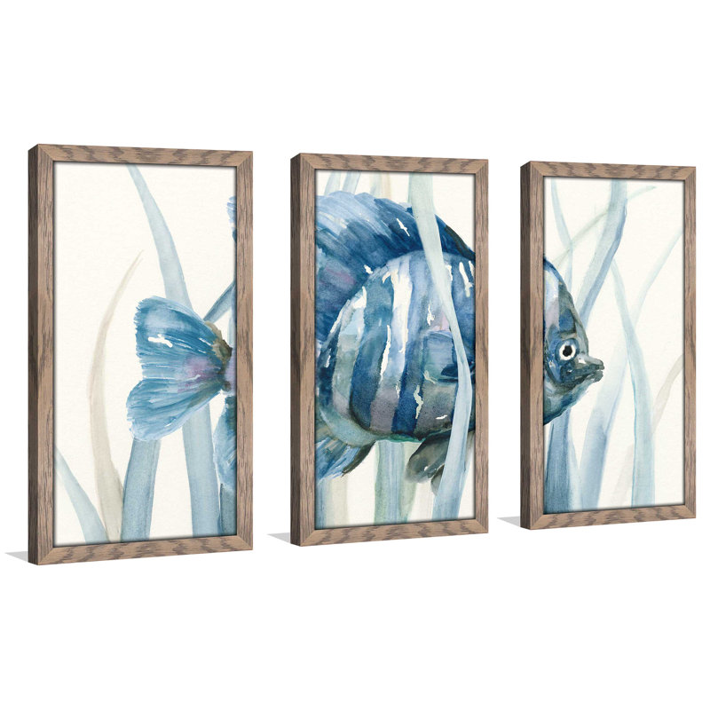 " Fish In Seagrass I " by Nan 3 - Pieces, 52.5" W x 33.5" H x 1" D