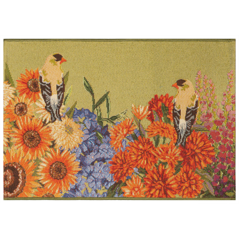 Shelton Garden Birds Indoor/Outdoor Mat, Rectangle 2' x 2'10"