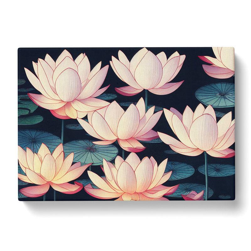 Marvellous Lotus Flowers - Wrapped Canvas, 50cm H x 76cm W x 3cm D