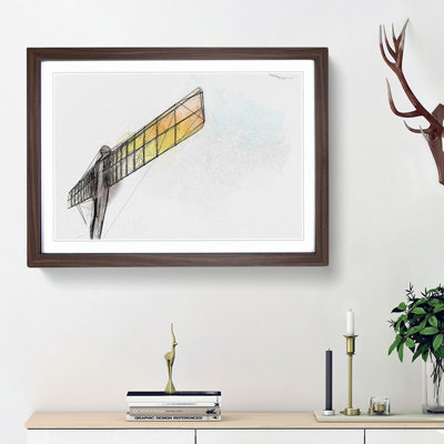 Angel of the North in Gateshead in Abstract - Picture Frame Graphic Art Print
