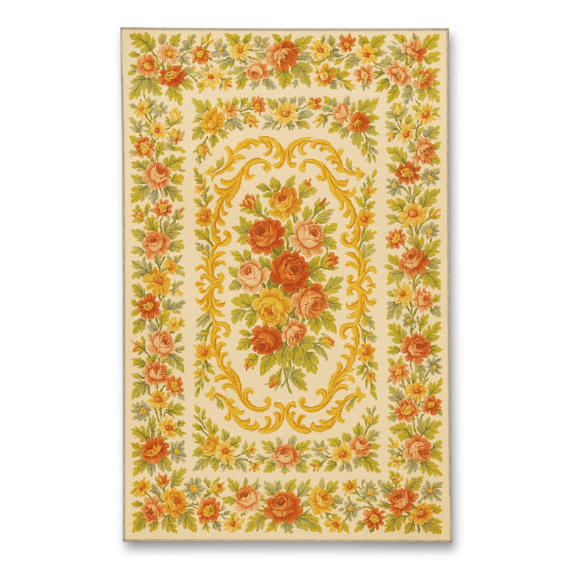Tapis orange tissé lavable Mosso, 3'3" x 4'11"