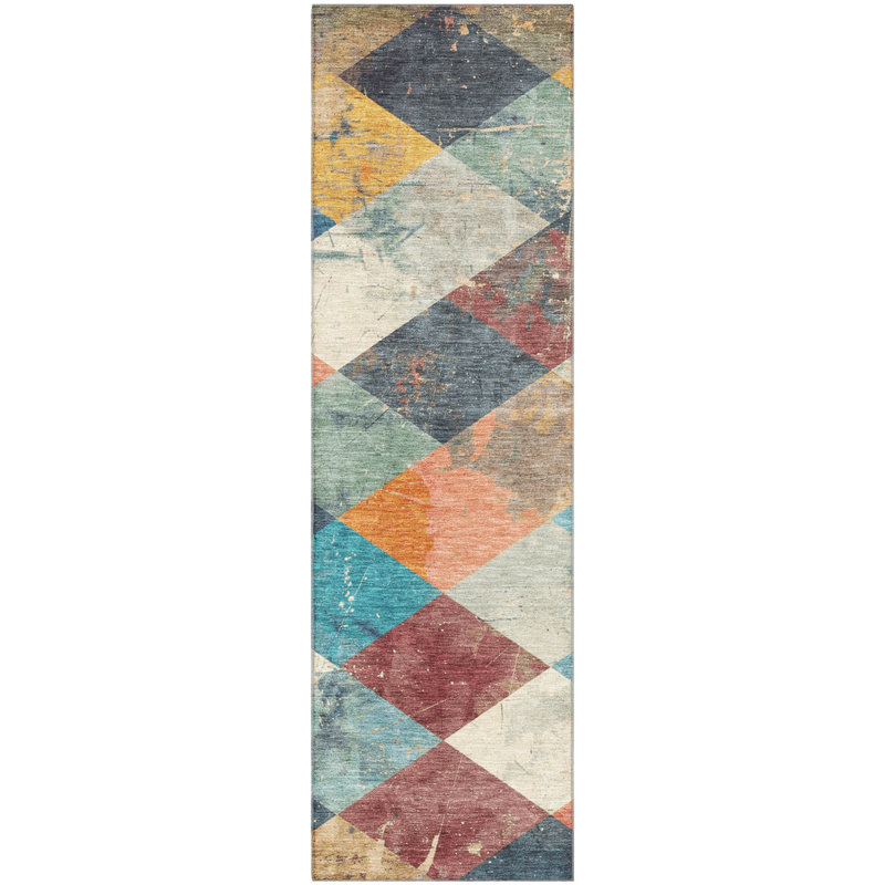 Premium Machine Washable Millbrook AMF1956 Geometric Rug, Runner 2'3" x 7'6"