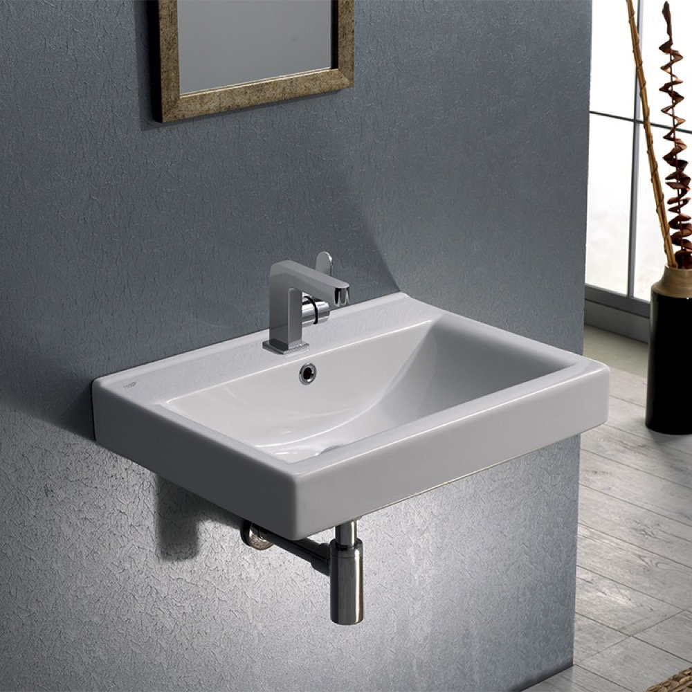 CeraStyle By Nameeks Mona 17.7'' Glossy White Ceramic Rectangular Bathroom Sink with Overflow CeraStyle by Nameeks