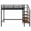 Lit mezzanine en métal avec tablette de rangement supérieure et échelle de rangement latérale-1836591949