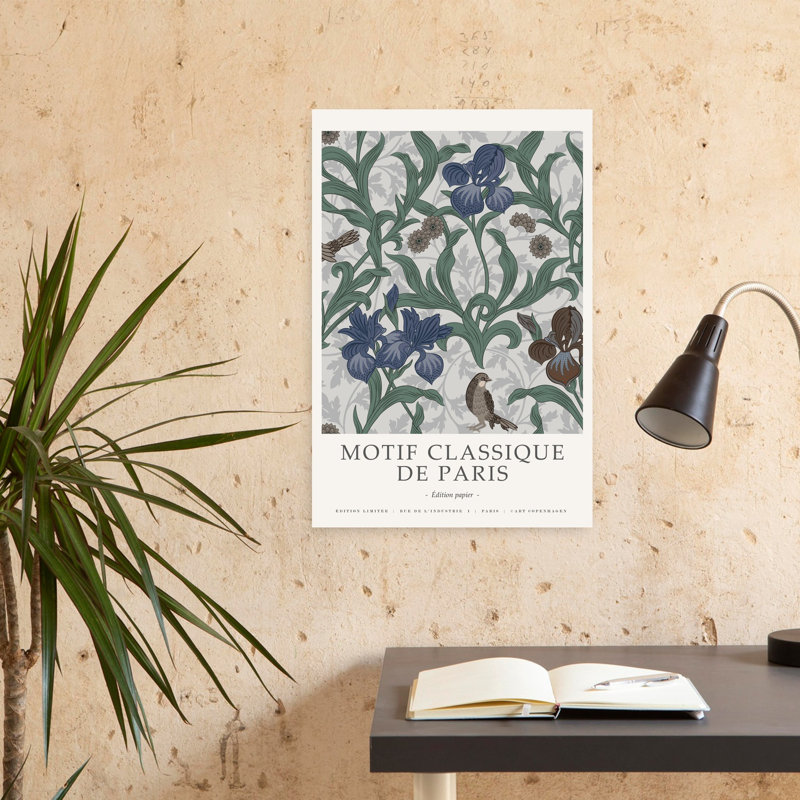 Motif classique 3, oiseau contemporain, art iris, H 24 po x l 16 po