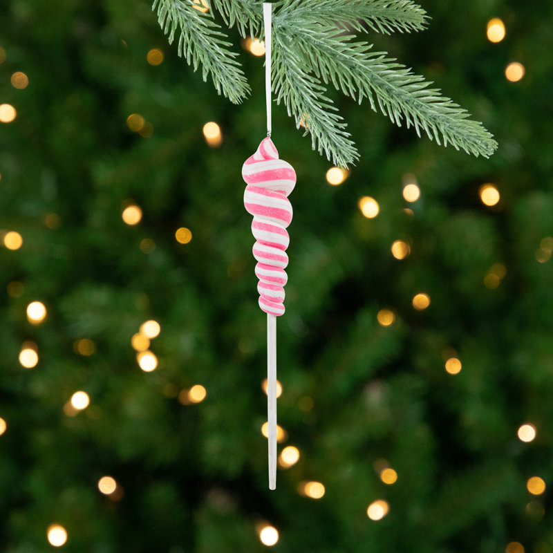 Ornement de Noël en forme de spirale 7,5 "rose et blanc
