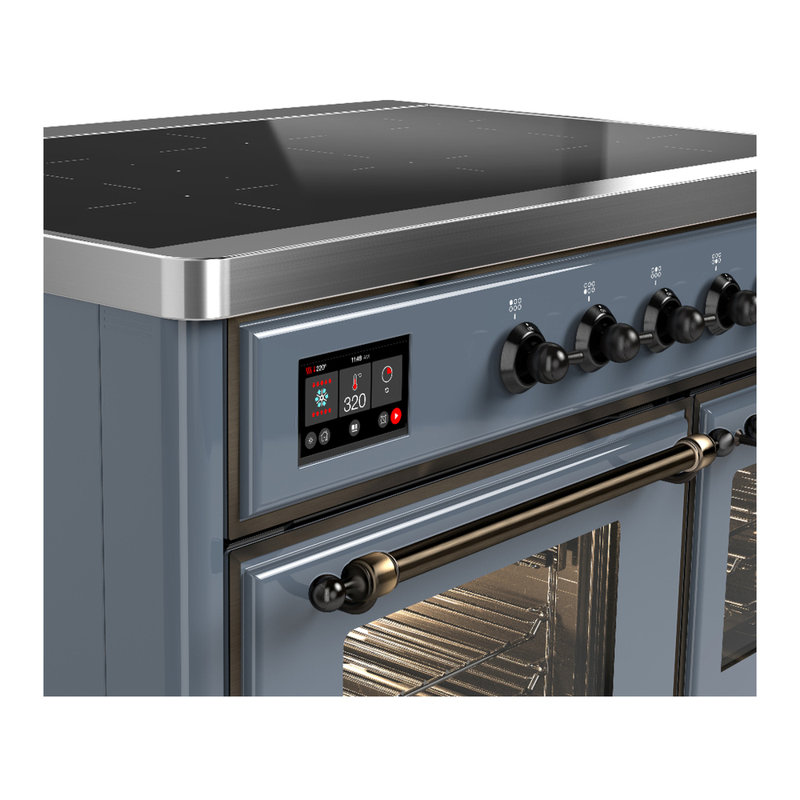 Cuisinière à induction de 40 pouces avec 6 éléments à induction en bleu gris (garniture brunie) Majestic III Series, Brunie