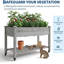 Mobile Cedar Wood Elevated Raised Garden Planter Box with Lockable Wheels, Storage Shelf & Protective Liner, Grey for Patio, Backyard & Terrace Planting, Grey