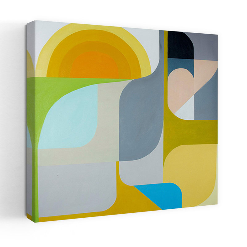 Art contemporain abstrait, le soleil brille, H 18 po x l 18 po