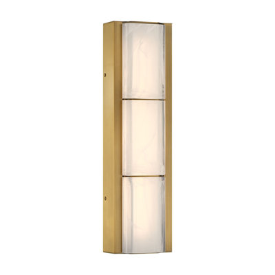 Vanity, 18", Antique Brass, White Strie Glass