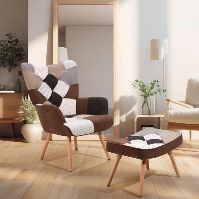 Nadeau Upholstered Accent Chair with Footstool