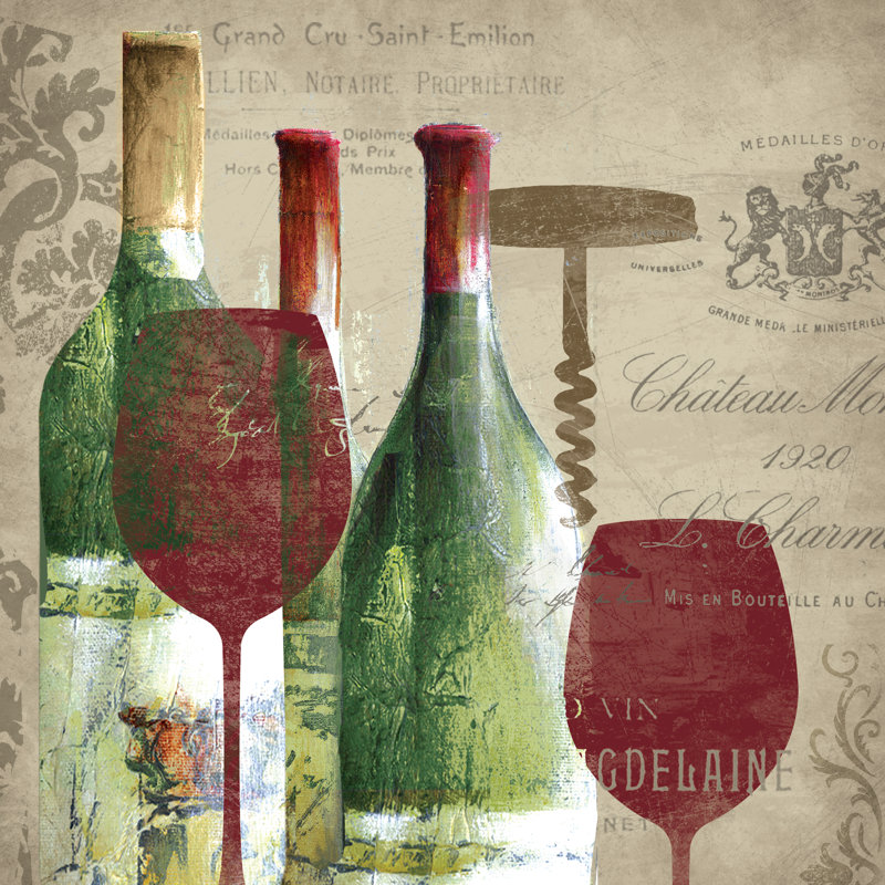 Green And Red Wine - Wrapped Canvas Painting, 51cm H x 51cm W x 3.8cm D