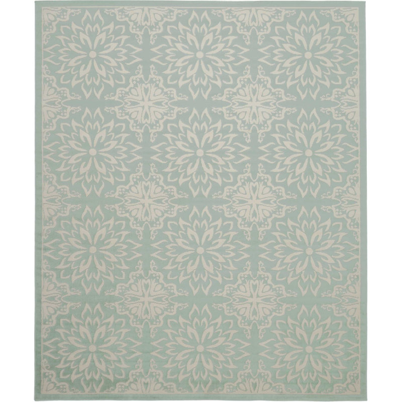 Tapis ivoire / vert écume de mer Yurig, Rectangle 7 pi 10 po x 9 pi 10 po