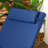 Outsunny Wicker Outdoor Chaise Lounge, 5-Level Adjustable Backrest PE Rattan Pool Lounge Chair with Wheels, Cushion & Headrest, Brown and Dark Blue-295359918-295359905