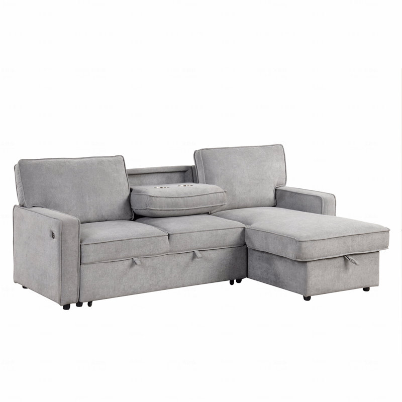 Canapé-lit modulaire Upholstery avec espace de rangement, port USB, 2 porte-gobelets sur les coussins de dossier