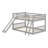 Low Bunk Bed Frame With Ladder,Full-Length Guardrail And  Slide-118155251