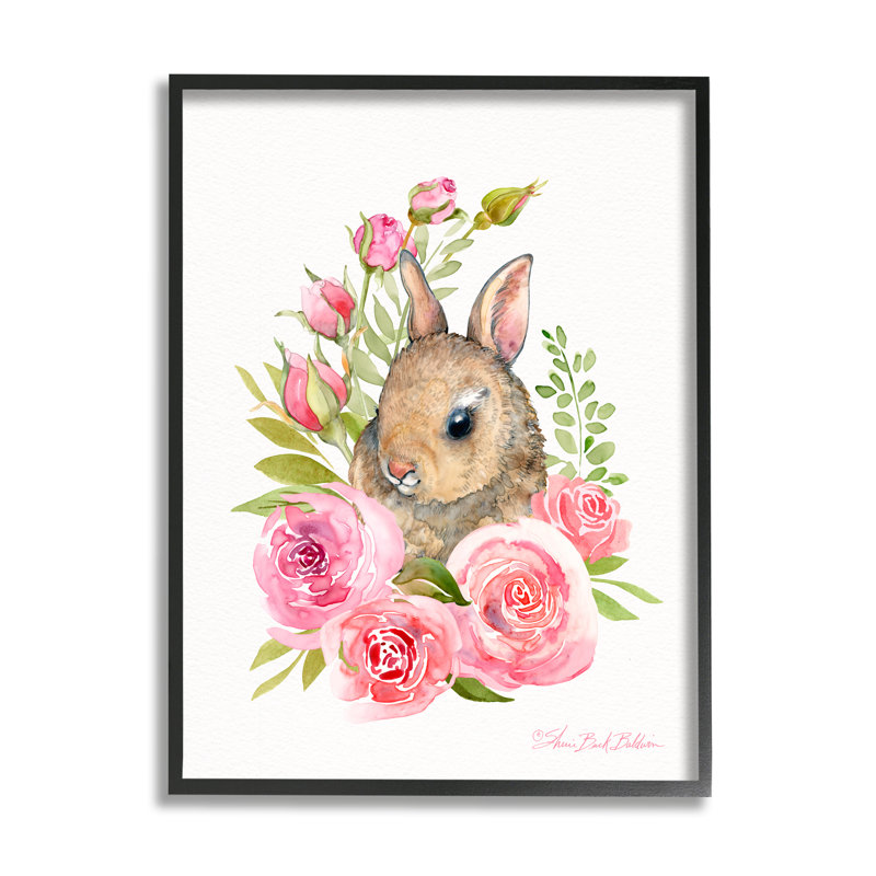 "Woodland Rabbit", H 20 po x l 16 po, Giclée encadrée noir minuit