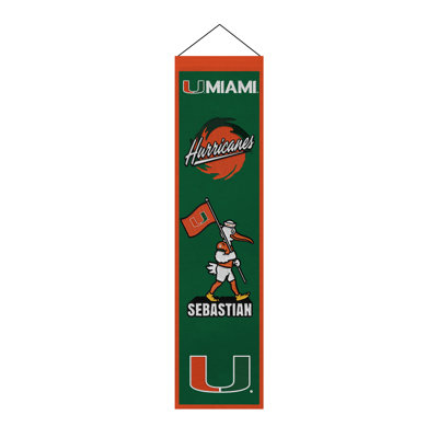 Décoration murale NCAA Miama Hurricanes Icon, 8 x 32 po