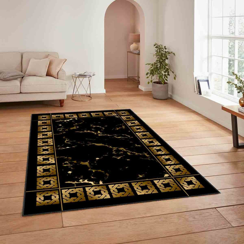 Premium Woven Carpet, 3.3 x 4.6 Feet | 100% Polyester, 740 g/m² | Non-Slip Felt Dot Underside, Machine Washable at 86°F, 0.16 Inch Pile Height | Stylish Digital Print, Easy to Clean, Perfect for Any Room