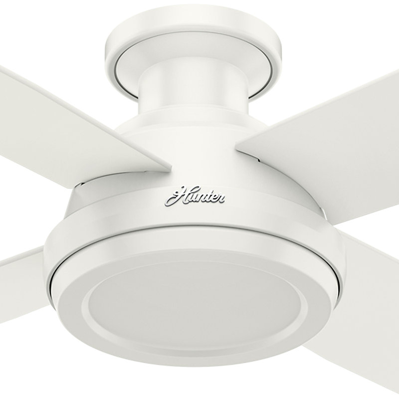 Dempsey 52" Fresh White Low Profile Ceiling Fan with Remote & Lighting
