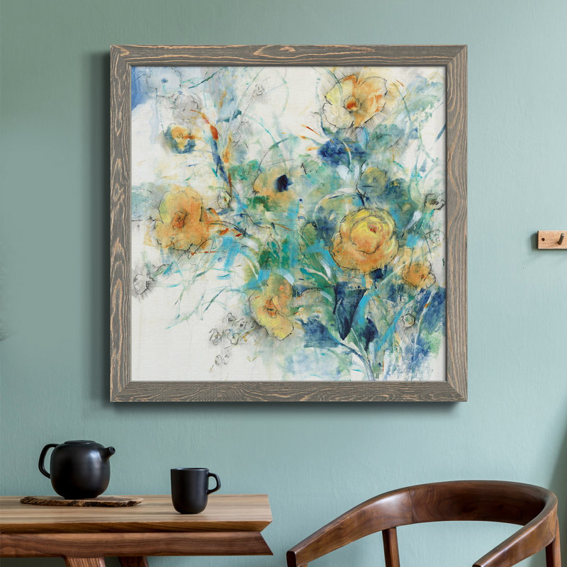 Étude florale II - Toile encadrée de qualité supérieure - prête à être accrochée, H 20 po x l 20 po x P 1,5 po, Cadre gris