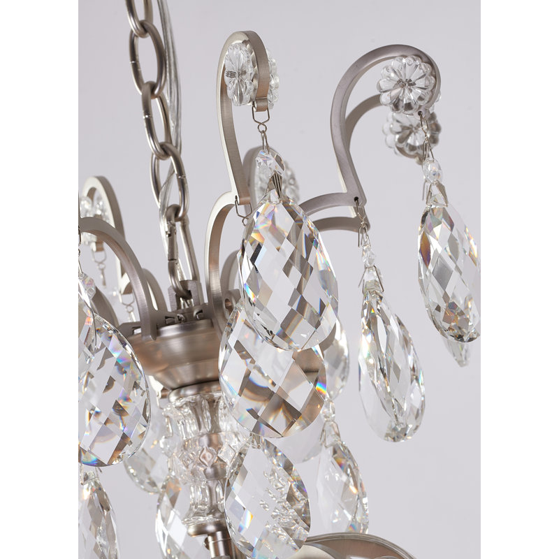 8-Light Pewter Chandelier With Clear Crystal Accents