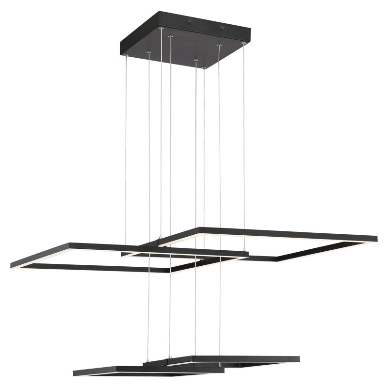 Luminaire suspendu géométrique à del 4 lumières cluster Sylacauga, Noir