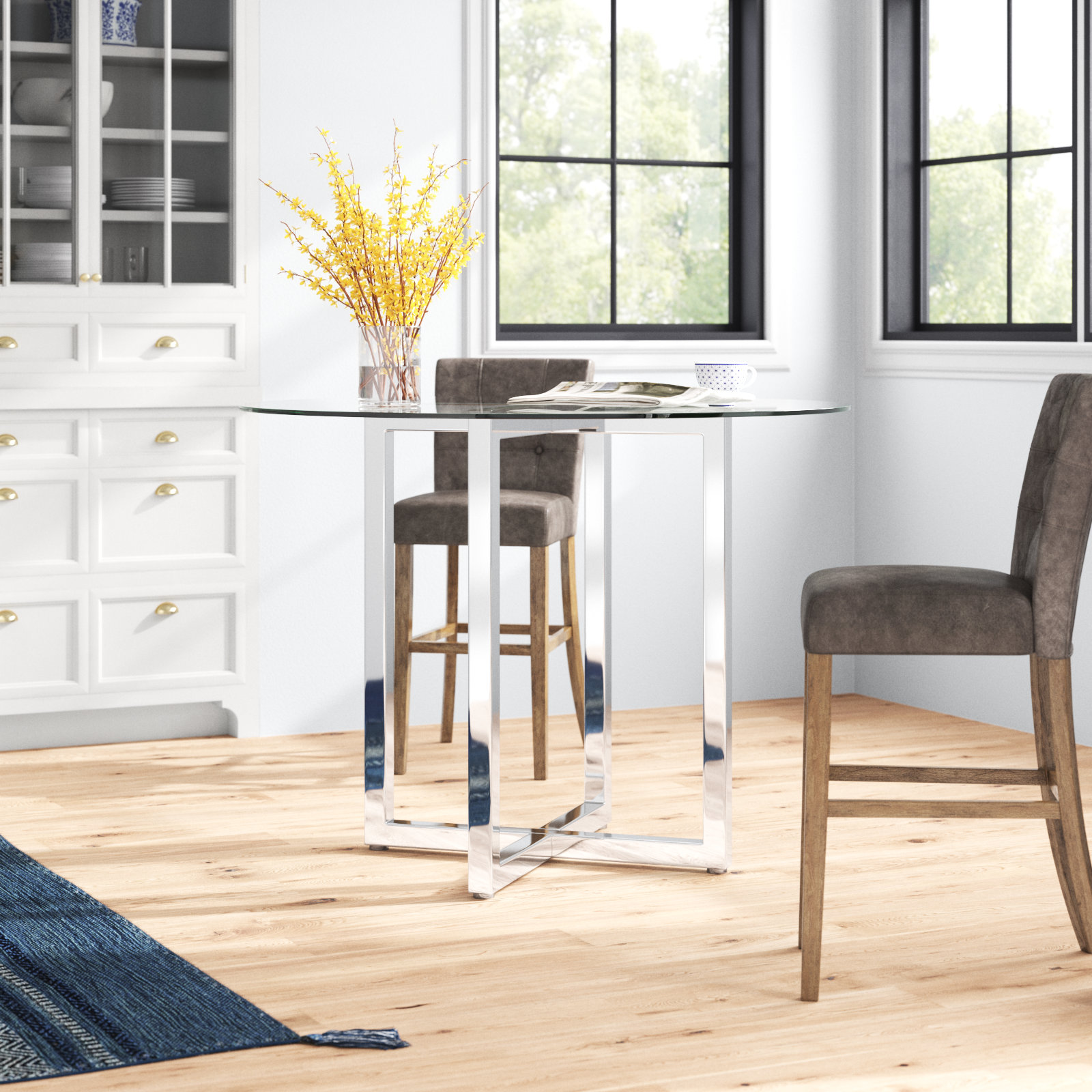 Dern Glass Dining Table, 48" W x 48" L, Counter (36" Height)