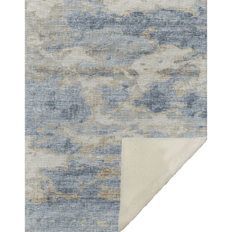 Jeté doux en sherpa Addison, Abstrait bleu