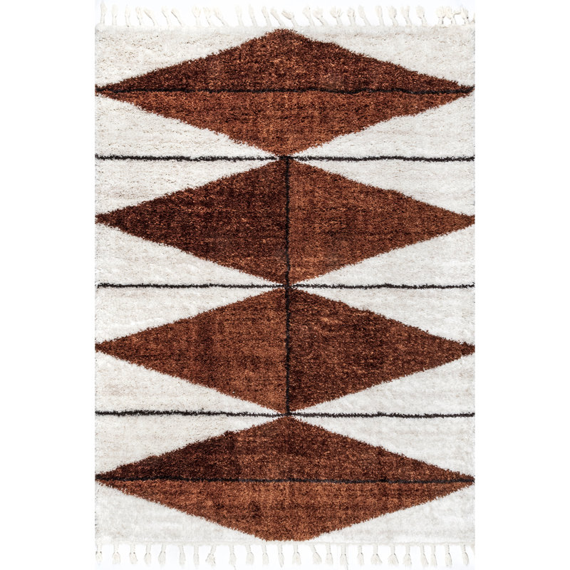 Tapis à poils longs à losanges Shaggy, Rectangle 8 pi 10 po x 12 pi 8 po
