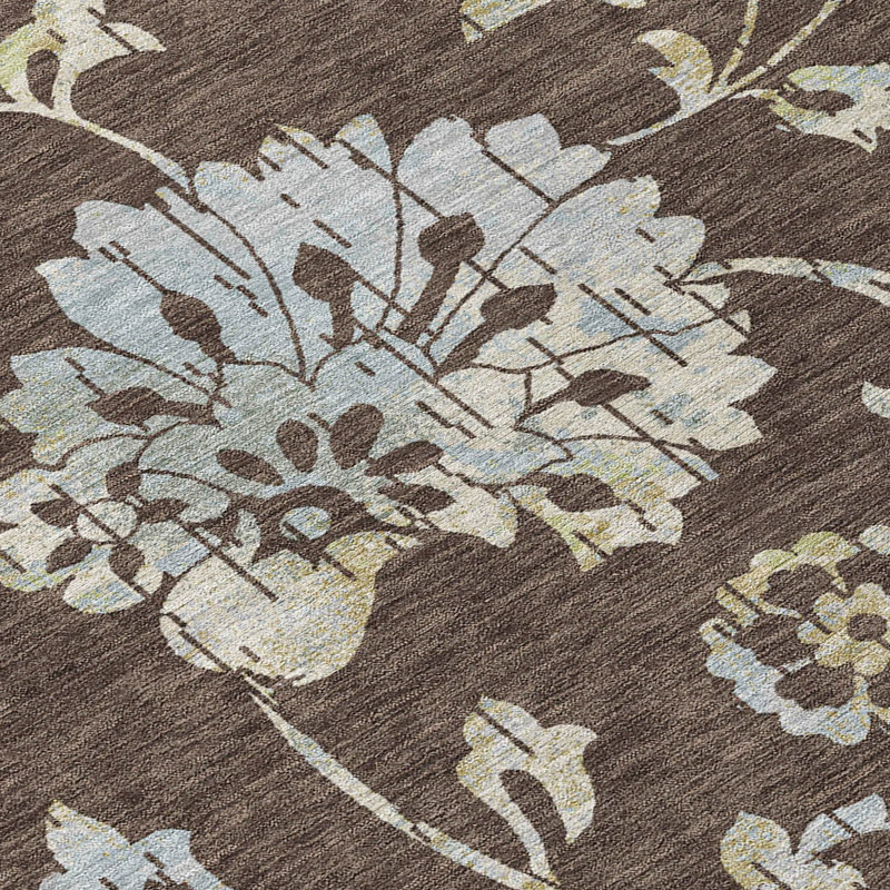 Malek Washable Floral Indoor / Outdoor Rug, Rectangle 1'8" x 2'6"
